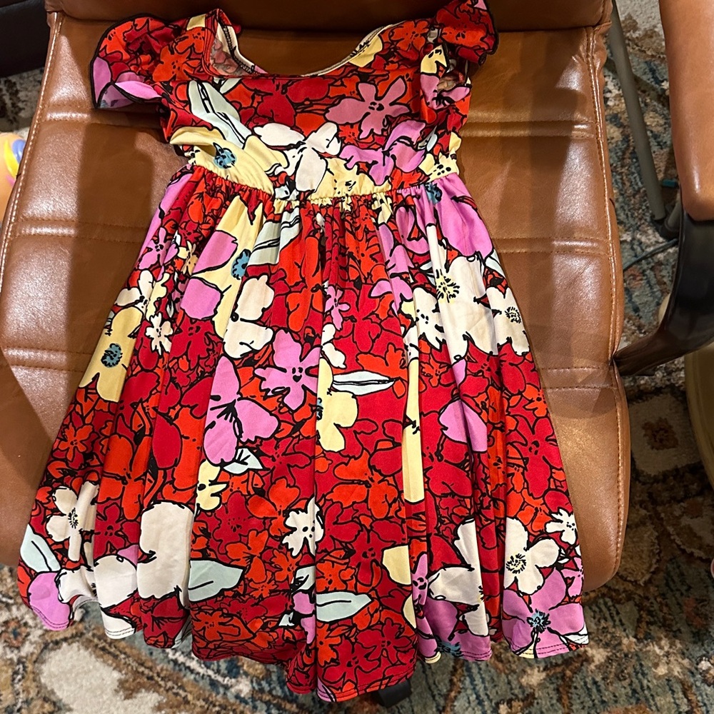 Dot Dot Smile Red and Pink Floral Kids Dress